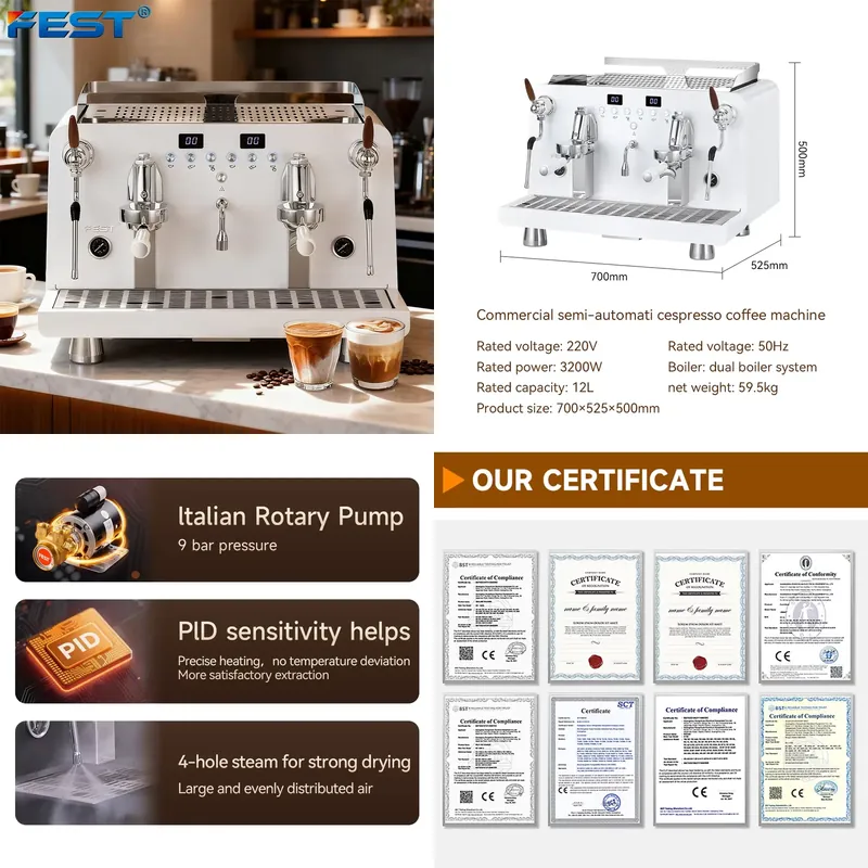 Commercial Espresso Machine 2 Group - 【CHIMU HOME】Máquina de Café Espresso Comercial